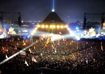 The Glastonbury main stage and audience